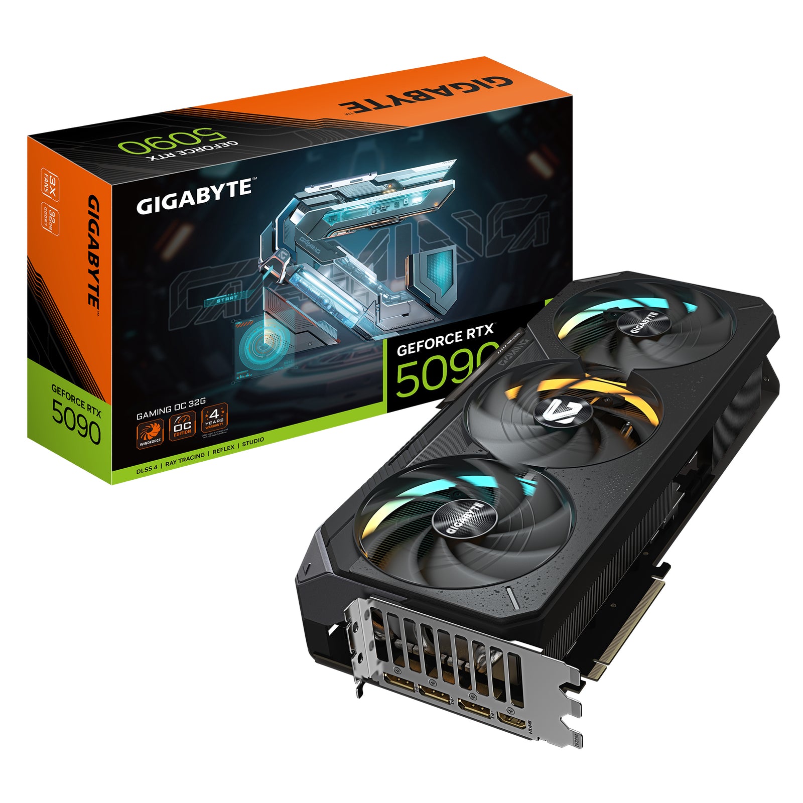 GIGABYTE GeForce RTX 5090 GAMING OC 32G Graphics Card - 32GB GDDR7, 512bit, PCI-E 5.0, 2550MHz Core Clock, 3 x DP 2.1a 1 x HDMI 2.1b, NVIDIA DLSS 4