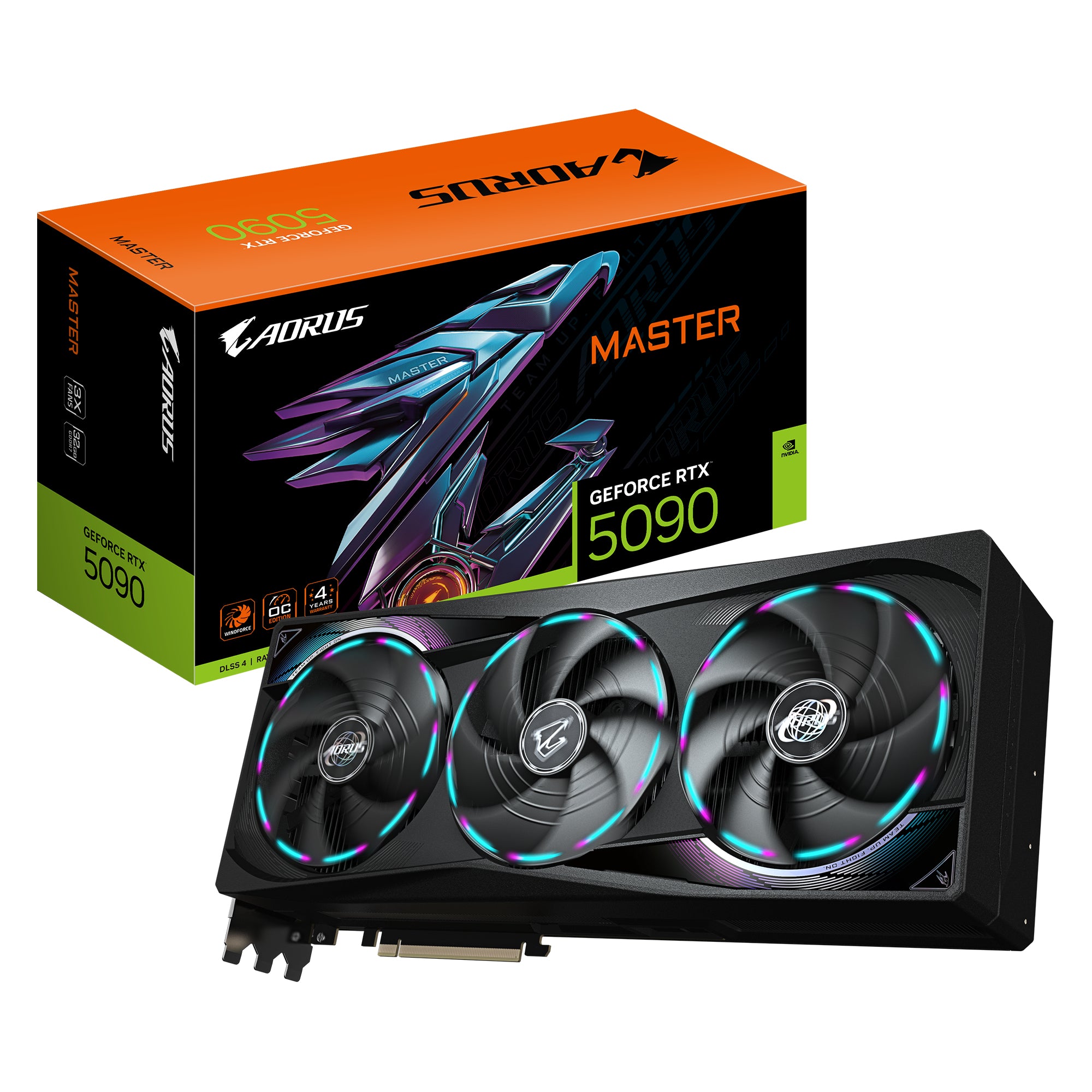 GIGABYTE AORUS GeForce RTX 5090 MASTER 32G grafikkort - 32GB GDDR7, 512bit, PCI-E 5.0, 2655MHz Core Clock, 3 x DP 2.1a, 1 x HDMI 2.1b