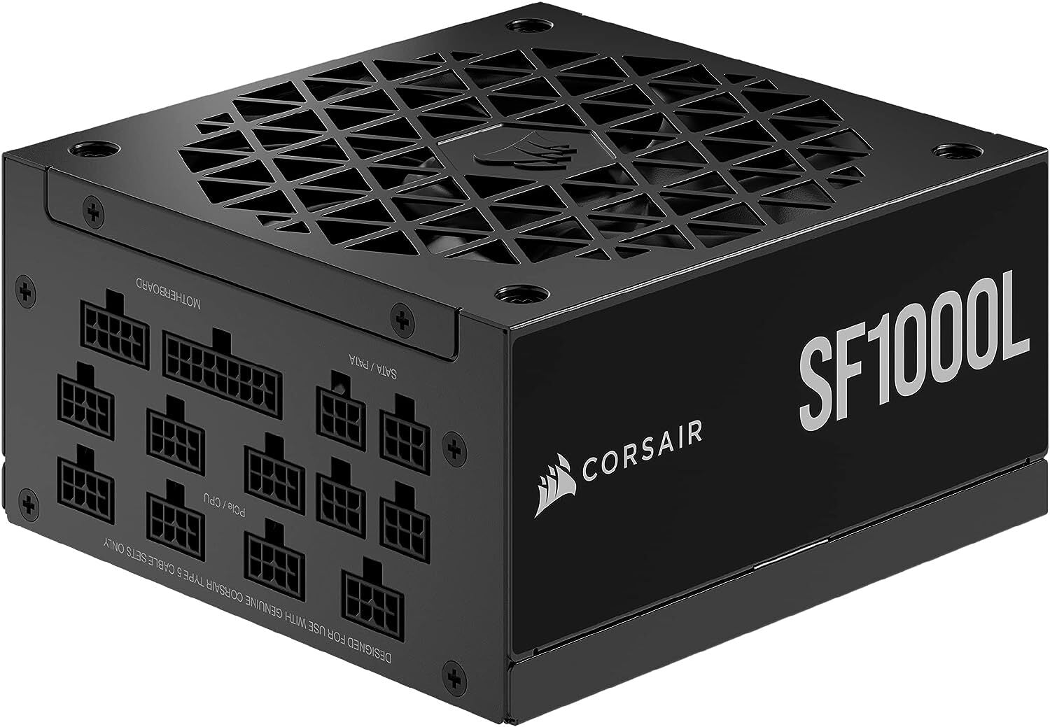 Corsair SF1000L PSU, 1000W, 120 mm fläkt Low-Noise SFX, ATX12V 3.0, Modular, 80+ guld