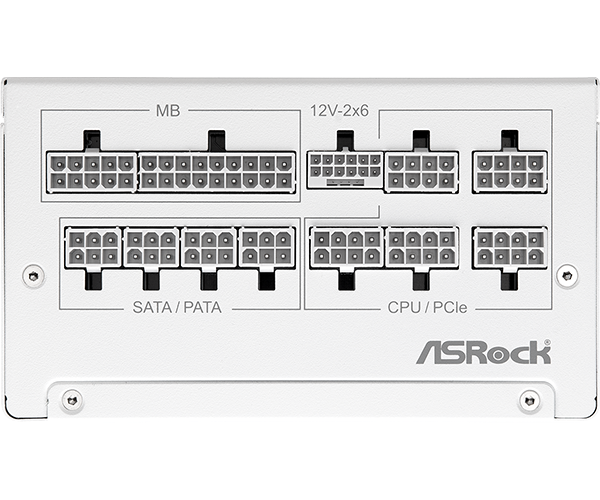 ASRock PSU Steel Legend SL-1000G, 1000W, 80+ guld, modulär, ATX12V 3.1, PCIe 5.1, 135 mm randig axiell FDB-fläkt, vit