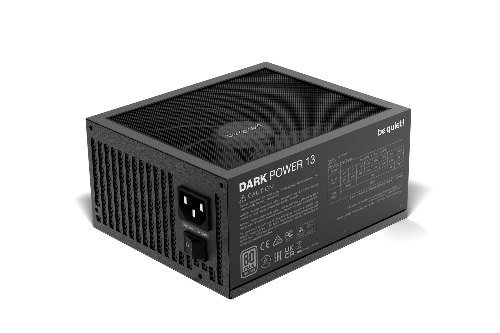 BE QUIET Dark Power 13 750W 80+ Titanium, ATX12V 3.0, PCIe 5.0, 135 mm fläkt Modular