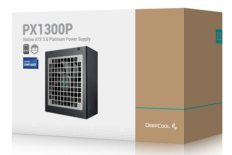 DeepCool PX1300P Black, 12VHPWR, 1300W, PCIe 5.0, 80+ Platinum, ATX12V V3.0, 120 mm fläkt, ATX , Modular