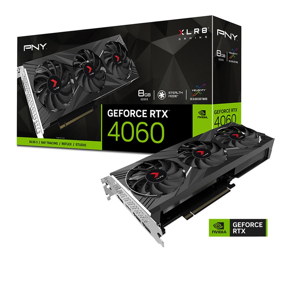 PNY NVIDIA GeForce RTX 4060 XLR8 Gaming Verto Overclocked Triple Fan 8GB GDDR6 PCIe 4.0 Grafikkort