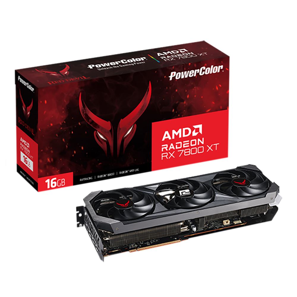 PowerColor AMD Radeon RX 7800 XT Red Devil RGB Overclocked Triple Fan 16GB GDDR6 PCIe 4.0 Grafikkort