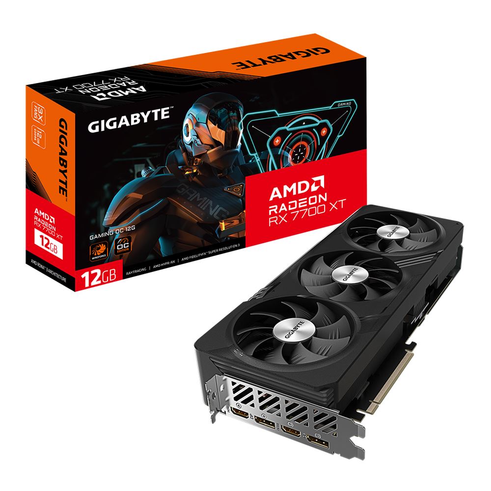 Gigabyte AMD Radeon RX 7700 XT Gaming RGB Overclocked Triple Fan 12GB GDDR6 PCIe 4.0 Grafikkort