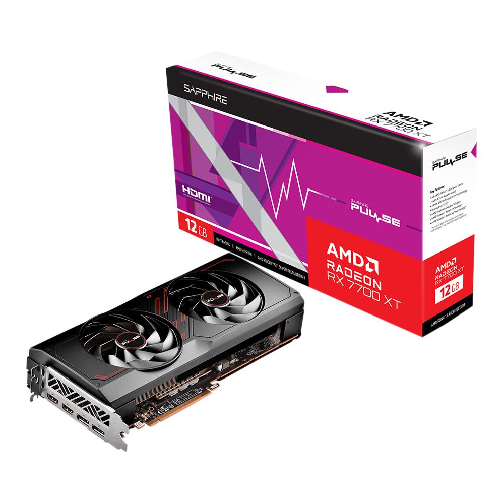 Sapphire Technology AMD Radeon RX 7700 XT Pulse Dual Fan 12GB GDDR6 PCIe 4.0 Grafikkort