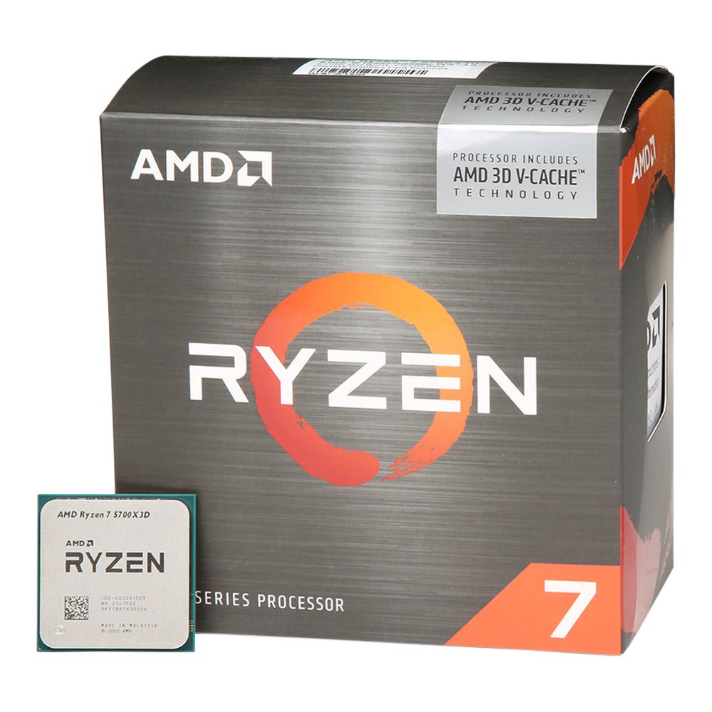 AMD Ryzen 7 5700X3D Vermeer AM4 3,0 GHz 8-kärnig processor i låda - kylfläns ingår ej