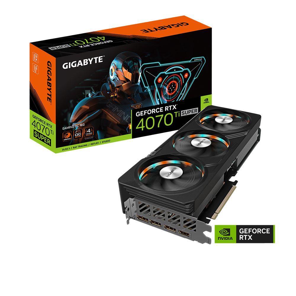 Gigabyte NVIDIA GeForce RTX 4070 Ti Super Gaming RGB Overclocked Triple Fan 16GB GDDR6X PCIe 4.0 Grafikkort