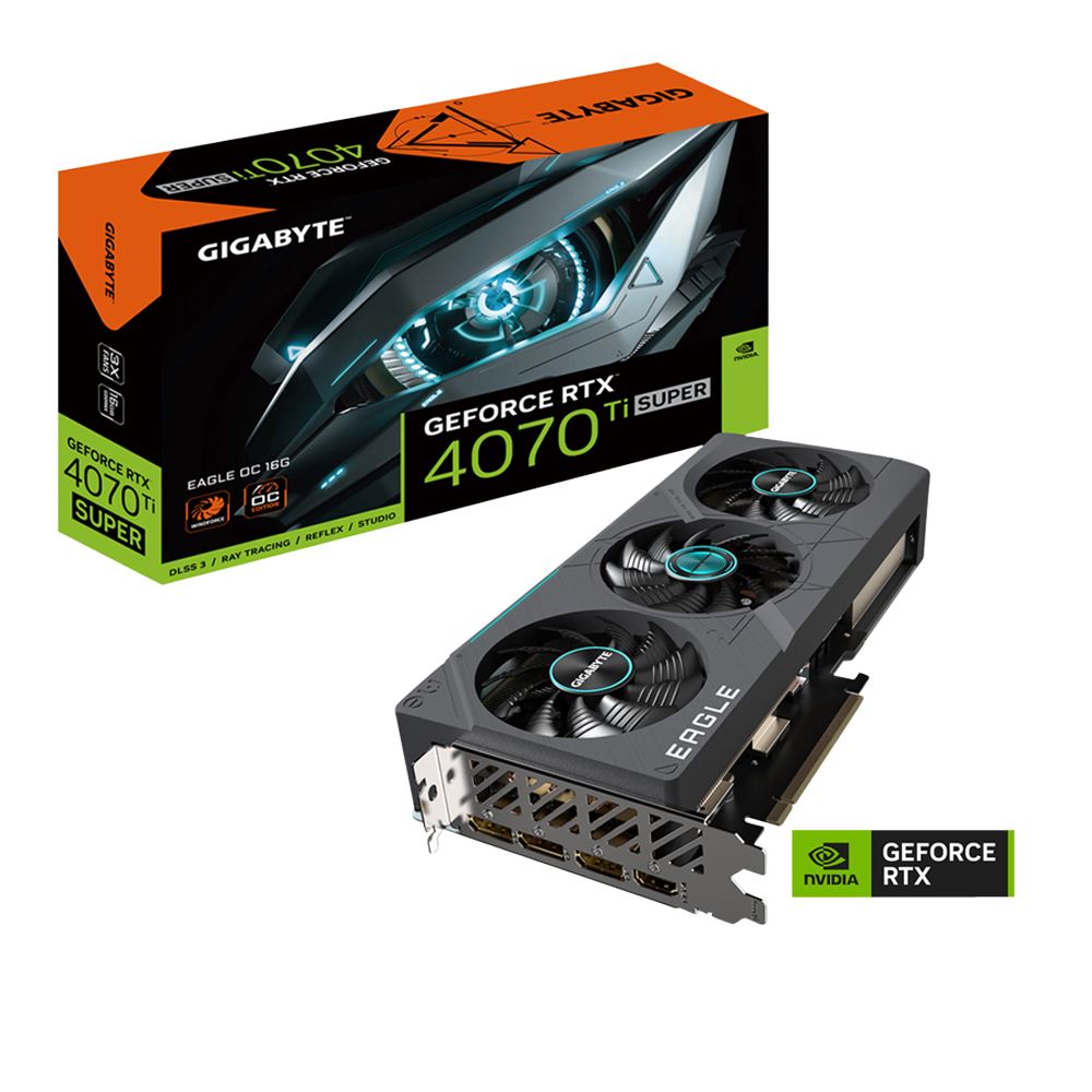 Gigabyte NVIDIA GeForce RTX 4070 Ti Super Eagle RGB Overclocked Triple Fan 16GB GDDR6X PCIe 4.0 Grafikkort