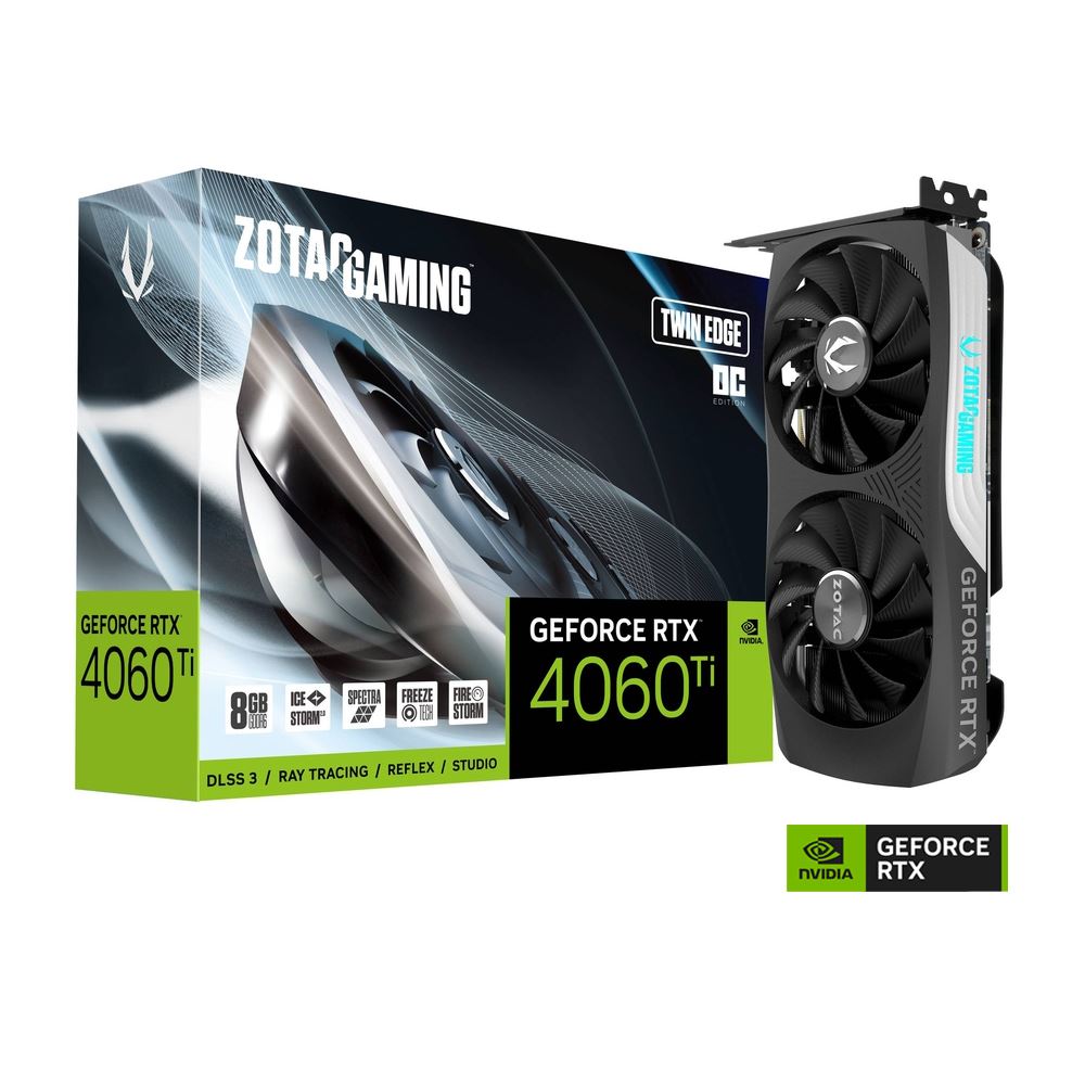 Zotac NVIDIA GeForce RTX 4060 Ti Gaming Overclocked Dual Fan 8GB GDDR6 PCIe 4.0 Grafikkort