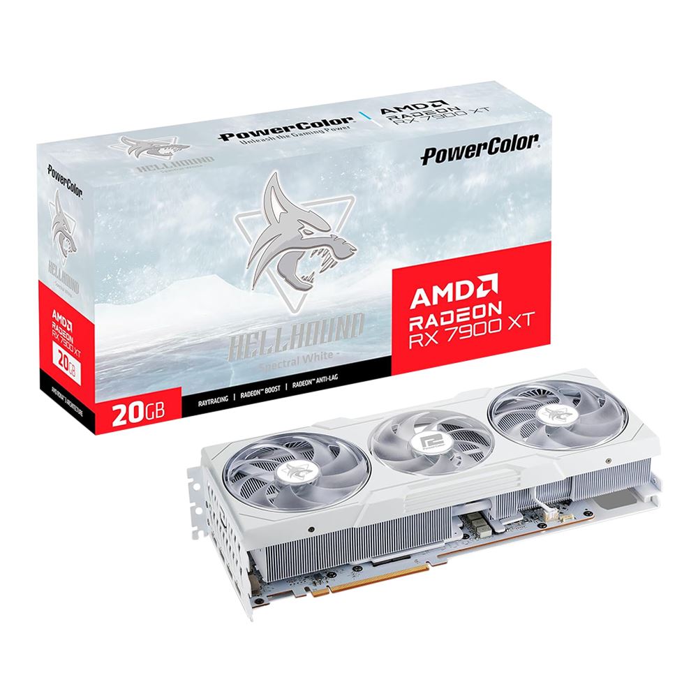 PowerColor AMD Radeon RX 7900 XT Hellhound Spectral White Overclocked Triple Fan 20GB GDDR6 PCIe 4.0 Grafikkort