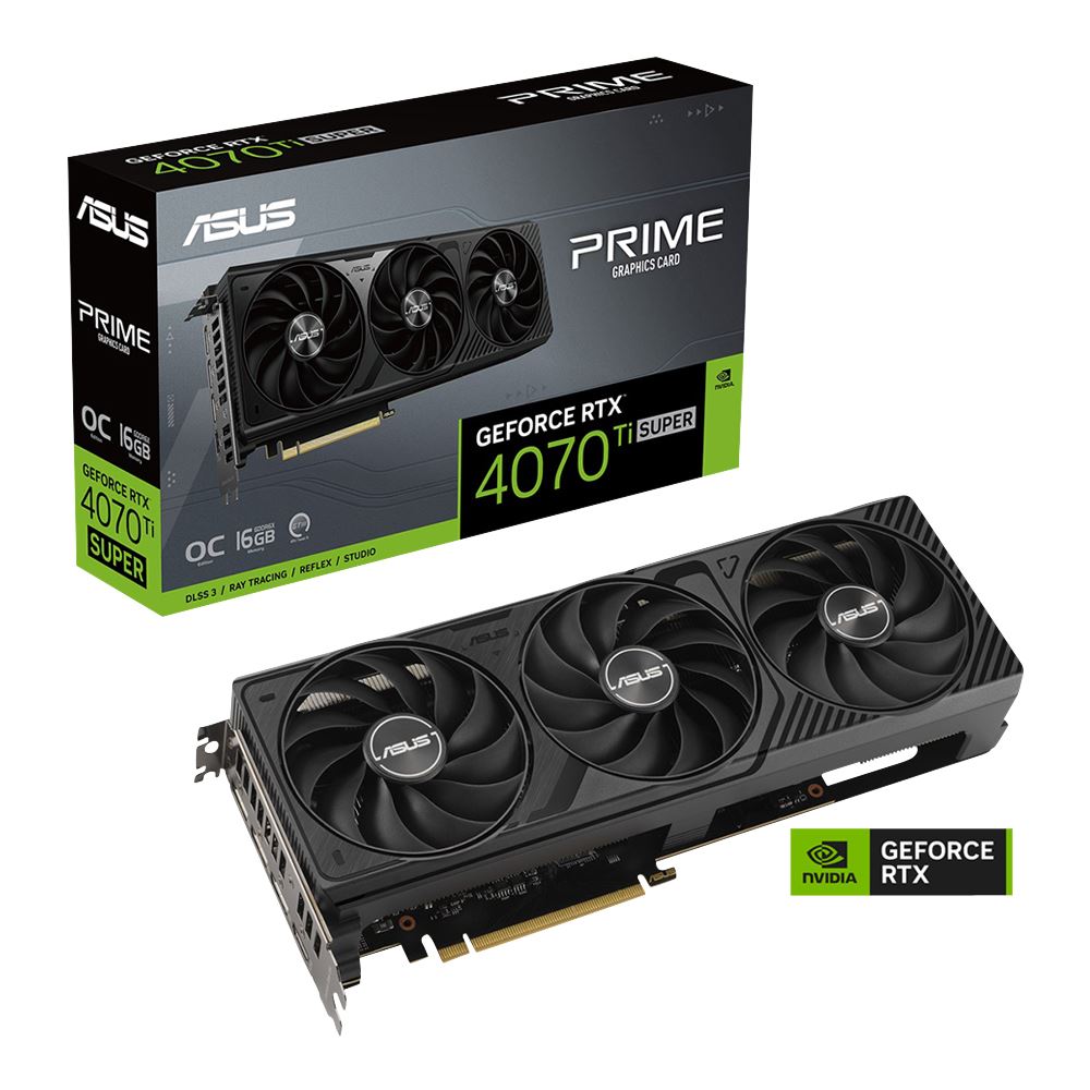 ASUS NVIDIA GeForce RTX 4070 Ti Super Prime Overclocked Triple Fan 16GB GDDR6X PCIe 4.0 Grafikkort